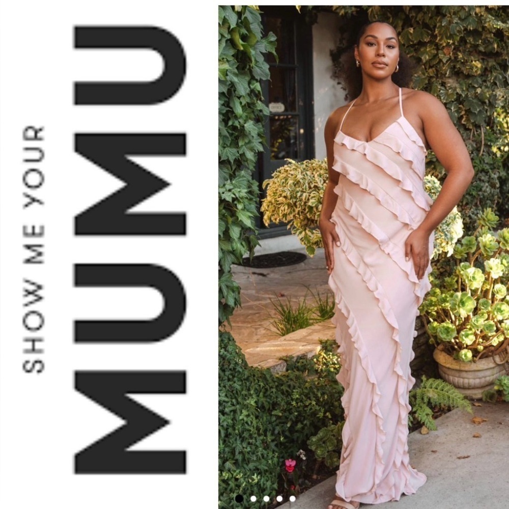 Show Me Your Mumu Pink Ruffle Romance Maxi Dress XXL-